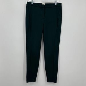 Reiss Skinny Trouser Pants High Waisted Flat Front Ankle Zip Casual Green Size 8